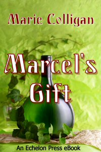 wine bottle and young grape vine branch in early summer