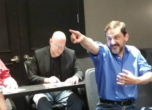 Hamming it up in the "Eye of Argon" reading at Balticon 2016 with Ian ignoring me in the background. (He was the editor judge!)